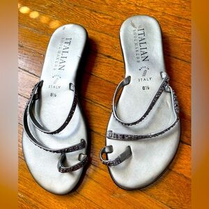 Italian Shoemakers Silver Bejeweled Flats